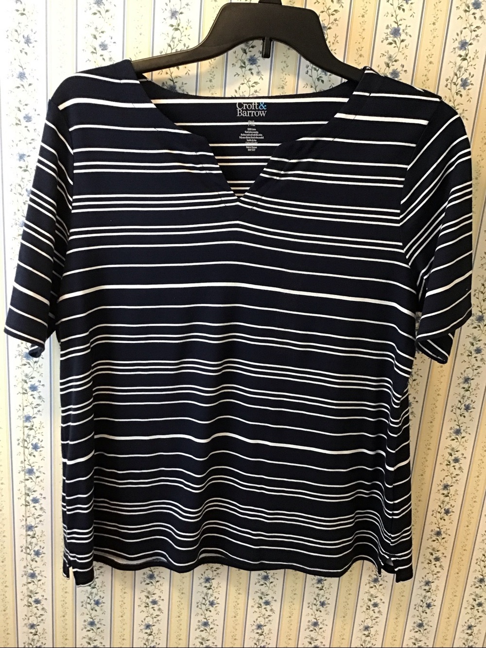 NWOT Navy and white Striped Top